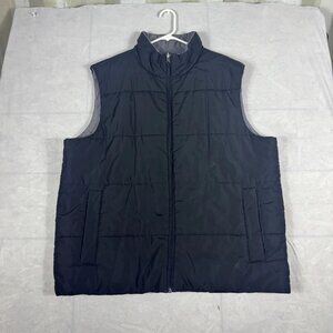 Merona Reversible Puffer Vest Mens Black Winter Warm Full Zip Outdoor Size XL